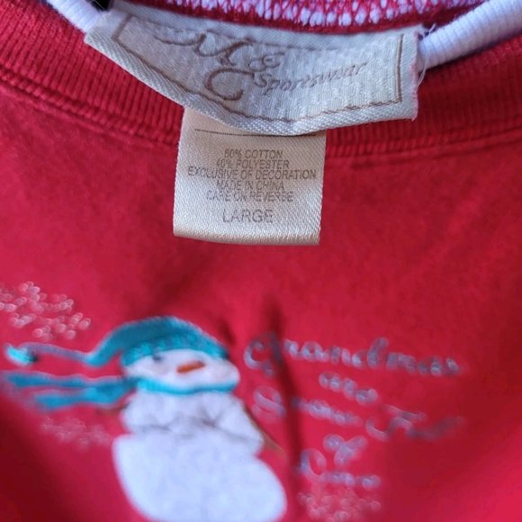 Snowman Sweater Grandmas are Snow Full of Love Sweatshirt Sz L Grandma - Picture 3 of 5